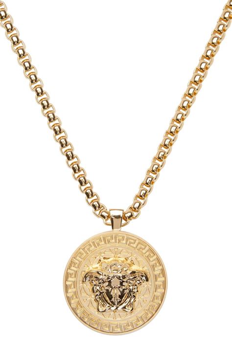 versace men's chain necklaces|14k gold Versace pendant.